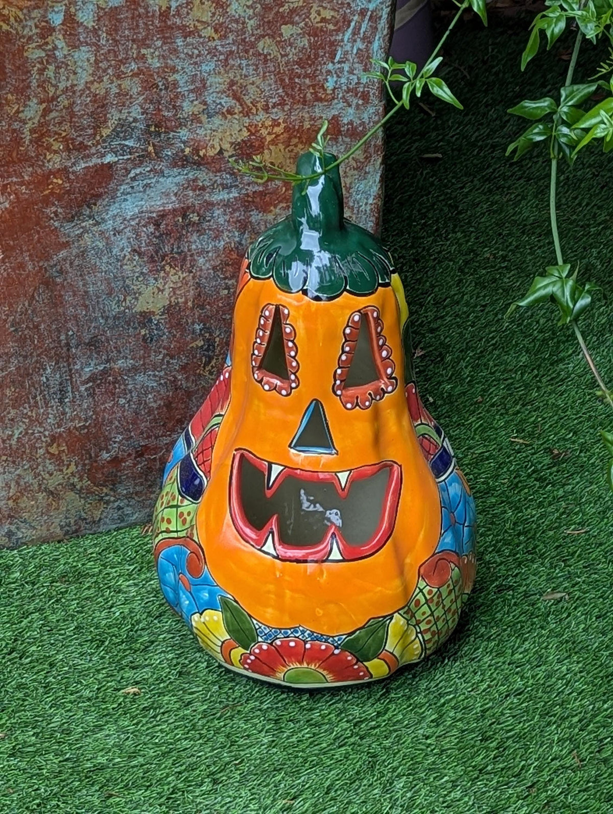 Halloween Pumpkin | Talavera Pottery is Jack-o-Lantern Home Decor and Mexican Art for Trick or Treat, Outdoor Patio Decor