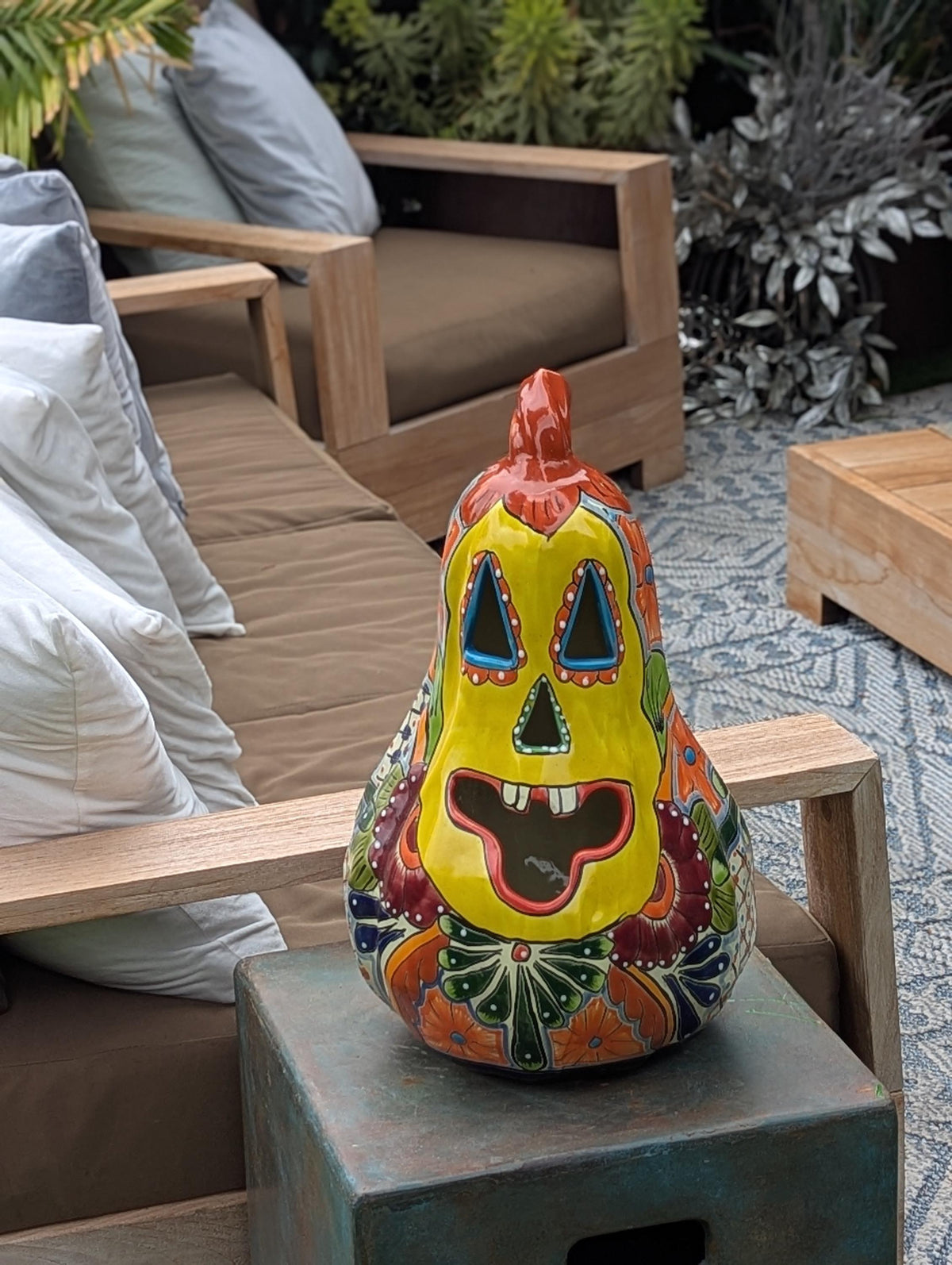 Halloween Pumpkin | Talavera Pottery is Jack-o-Lantern Home Decor and Mexican Art for Trick or Treat, Outdoor Patio Decor
