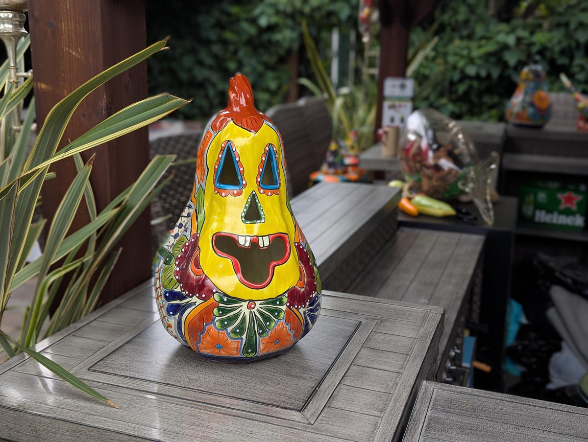 Halloween Pumpkin | Talavera Pottery is Jack-o-Lantern Home Decor and Mexican Art for Trick or Treat, Outdoor Patio Decor