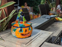 Halloween Pumpkin Decor | Handmade Mexican Talavera Yard Art & Home Decor, Large Autumn Jack-o-Lantern
