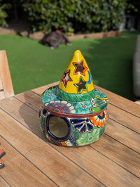 Halloween Pumpkin Decor | Handmade Mexican Talavera Yard Art & Home Decor, Large Autumn Jack-o-Lantern