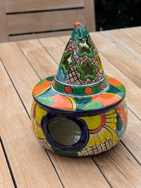 Halloween Pumpkin Decor | Handmade Mexican Talavera Yard Art & Home Decor, Large Autumn Jack-o-Lantern