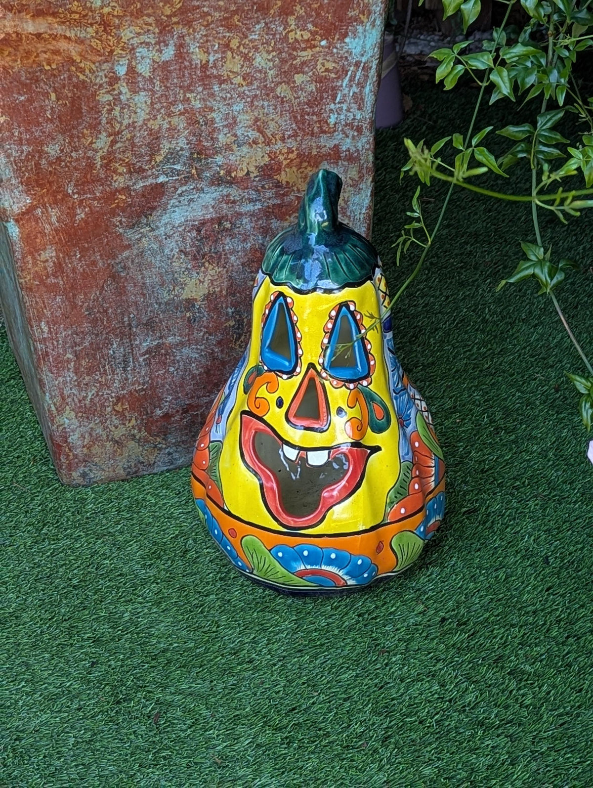 Halloween Pumpkin | Talavera Pottery is Jack-o-Lantern Home Decor and Mexican Art for Trick or Treat, Outdoor Patio Decor
