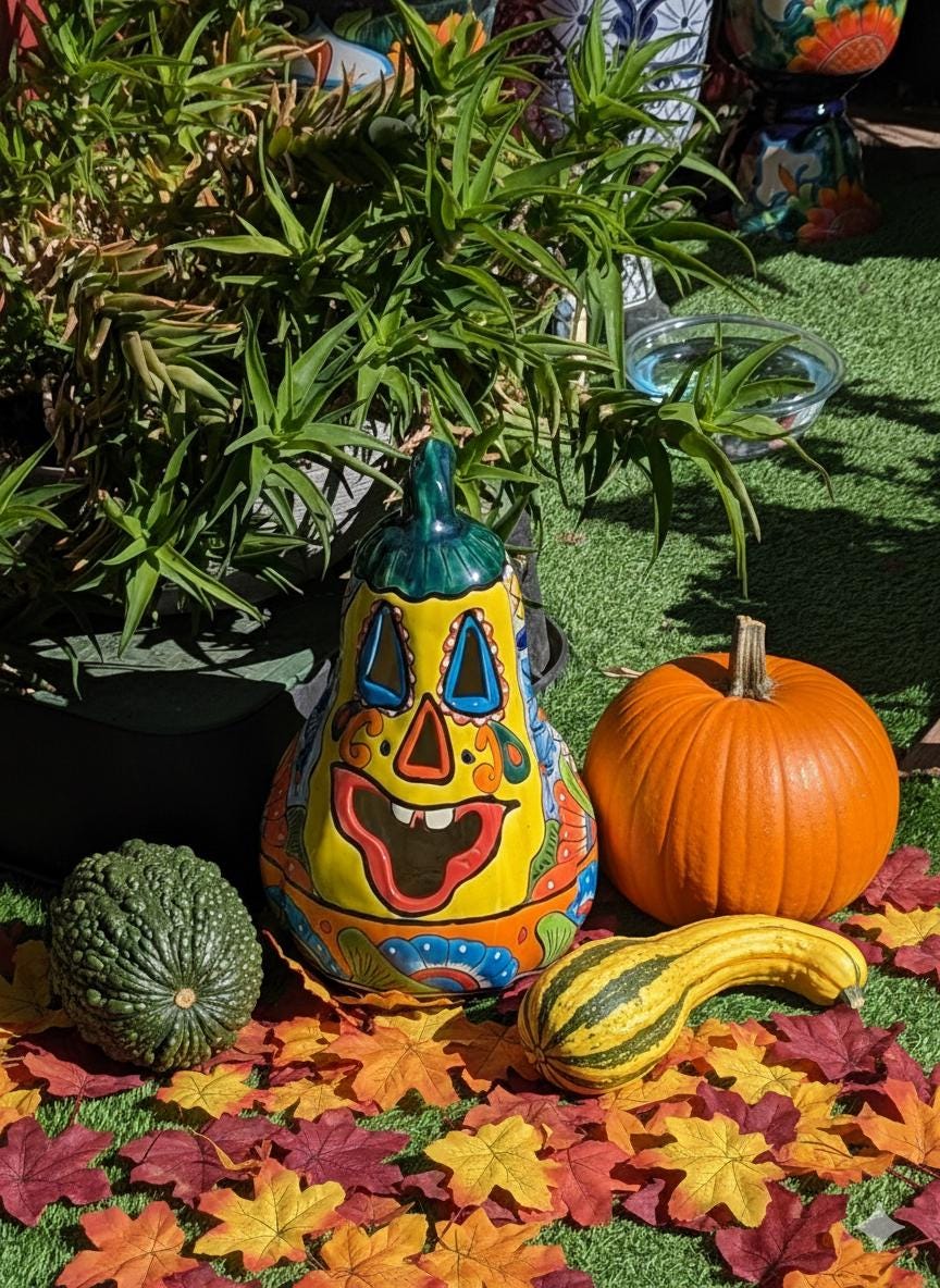 Halloween Pumpkin | Talavera Pottery is Jack-o-Lantern Home Decor and Mexican Art for Trick or Treat, Outdoor Patio Decor