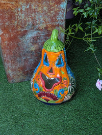 Talavera Halloween Pumpkin is a Handmade Mexican Ceramic Jack-o-Lantern