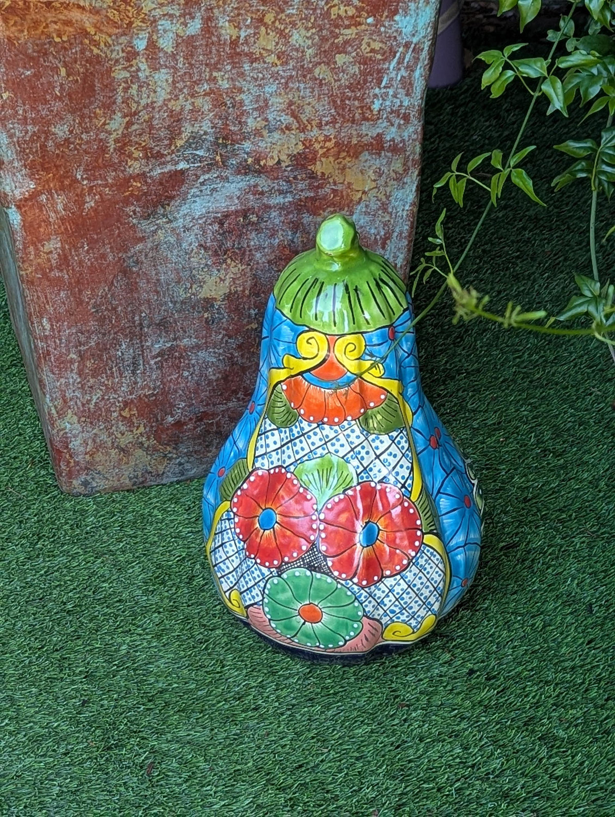 Talavera Halloween Pumpkin is a Handmade Mexican Ceramic Jack-o-Lantern