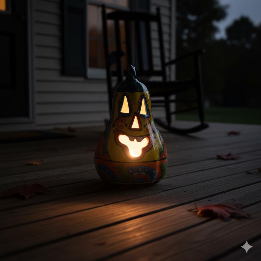 Halloween Pumpkin | Talavera Pottery is Jack-o-Lantern Home Decor and Mexican Art for Trick or Treat, Outdoor Patio Decor