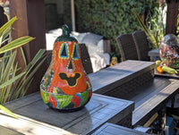Talavera Haloween Pumpkin is a Handmade Mexican Ceramic Jack-o-Lantern Decor