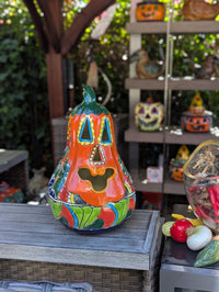 Talavera Haloween Pumpkin is a Handmade Mexican Ceramic Jack-o-Lantern Decor