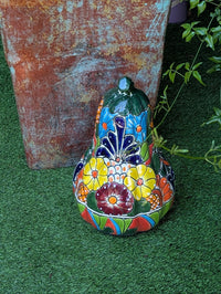Talavera Haloween Pumpkin is a Handmade Mexican Ceramic Jack-o-Lantern Decor