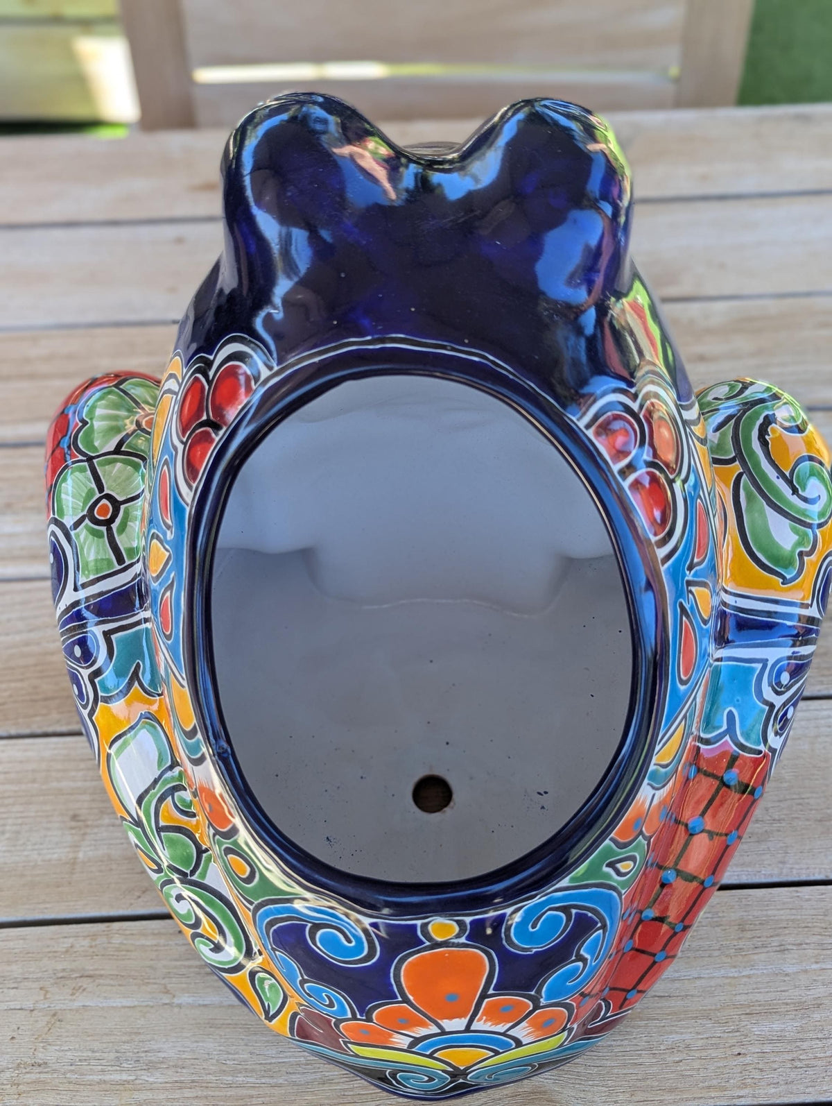 Handmade Talavera Frog Planter: Colorful Mexican Pottery Garden Decor