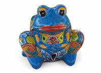 Handmade Talavera Frog Planter: Colorful Mexican Pottery Garden Decor