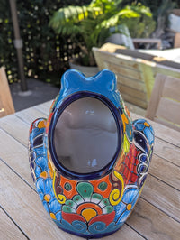 Handmade Talavera Frog Planter: Colorful Mexican Pottery Garden Decor
