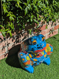 Handmade Talavera Frog Planter: Colorful Mexican Pottery Garden Decor