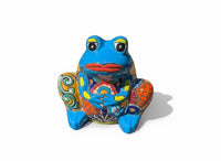 Handmade Talavera Frog Planter: Colorful Mexican Pottery Garden Decor
