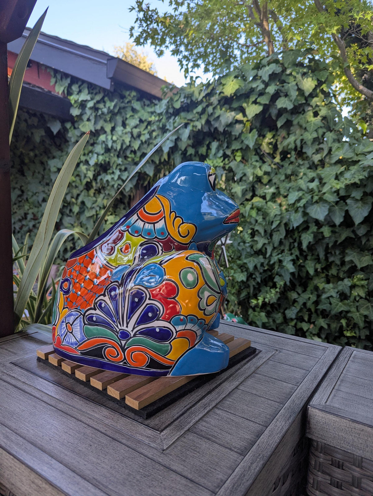 Handmade Talavera Frog Planter: Colorful Mexican Pottery Garden Decor