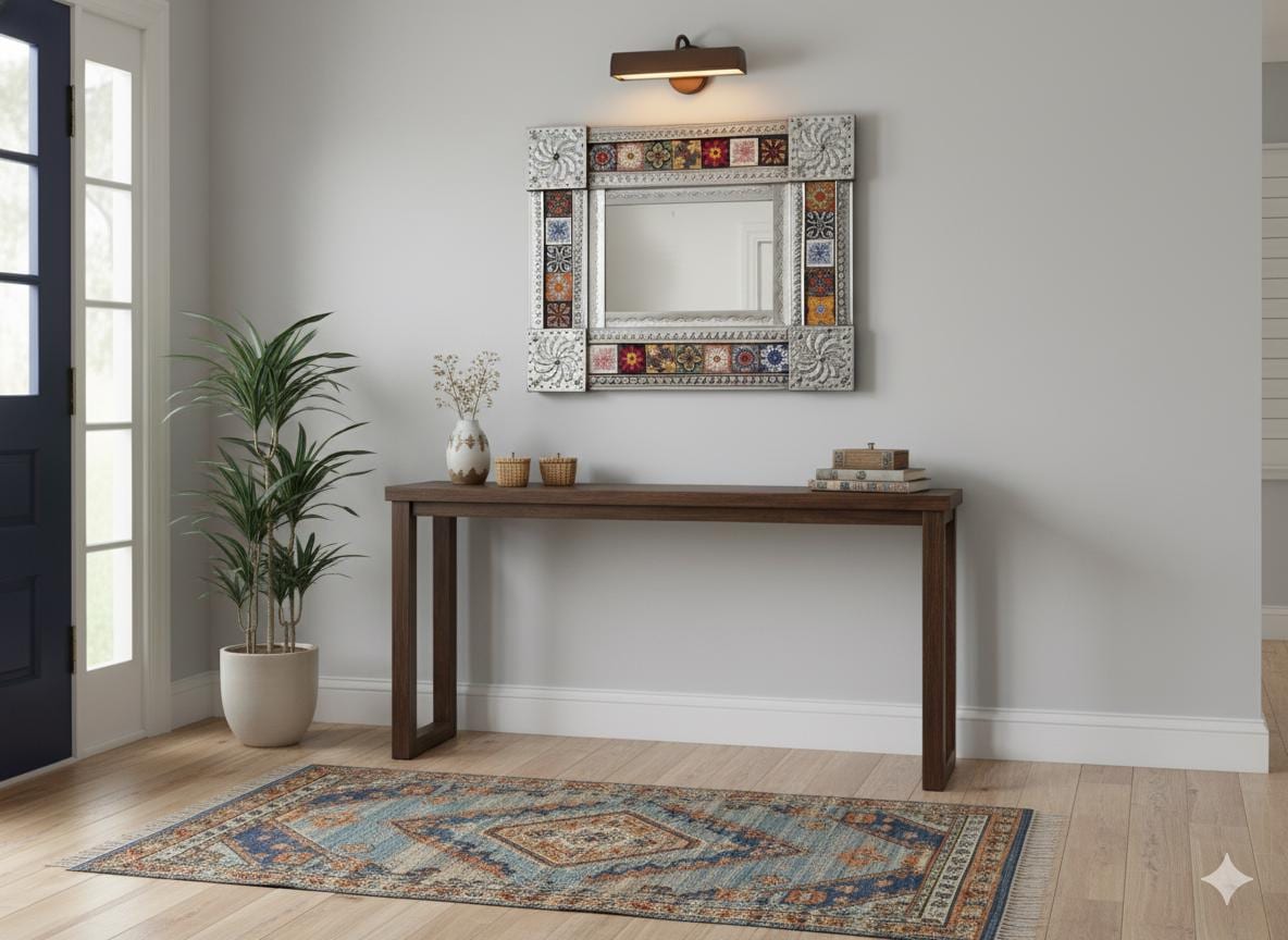 Talavera Tile & Punched Tin Mirror | Indoor Decor
