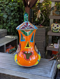 Talavera Pumpkin | Handmade Jack-o-Lantern is Mexican Halloween Decor