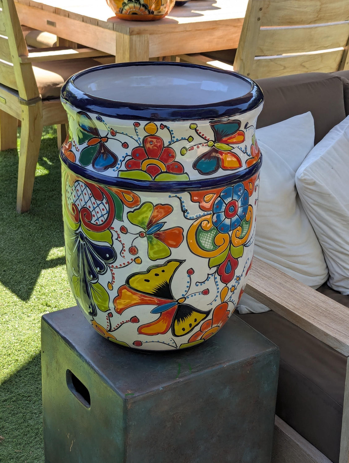 Butterfly Planter | 20" Tall Hand-Painted Ceramic Talavera Mexican Flower Pot – Large Outdoor Yard Art for Porch, Garden, or Home Decor