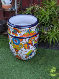 Butterfly Planter | 20" Tall Hand-Painted Ceramic Talavera Mexican Flower Pot – Large Outdoor Yard Art for Porch, Garden, or Home Decor