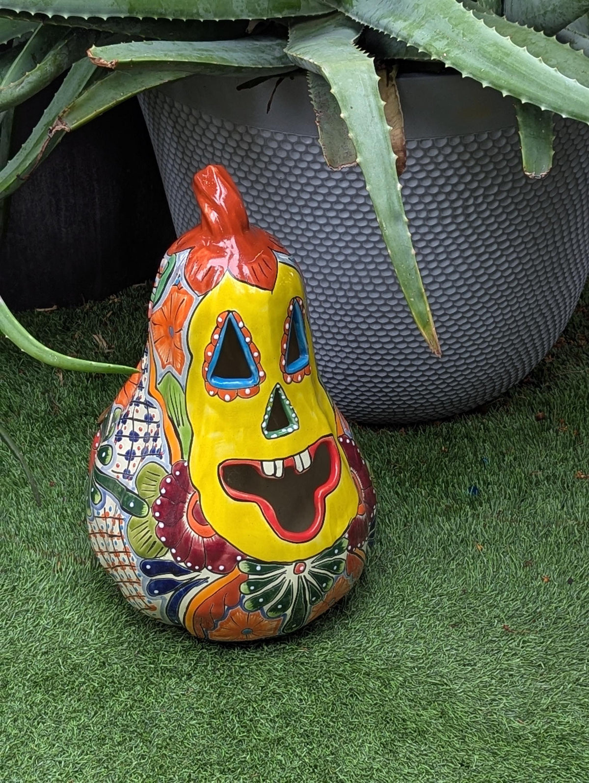 Halloween Pumpkin | Talavera Pottery is Jack-o-Lantern Home Decor and Mexican Art for Trick or Treat, Outdoor Patio Decor
