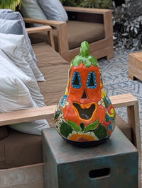 Halloween Pumpkin | Talavera Pottery is Jack-o-Lantern Home Decor and Mexican Art for Trick or Treat, Outdoor Patio Decor