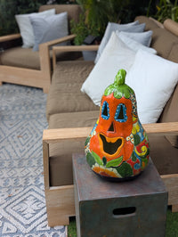 Halloween Pumpkin | Talavera Pottery is Jack-o-Lantern Home Decor and Mexican Art for Trick or Treat, Outdoor Patio Decor