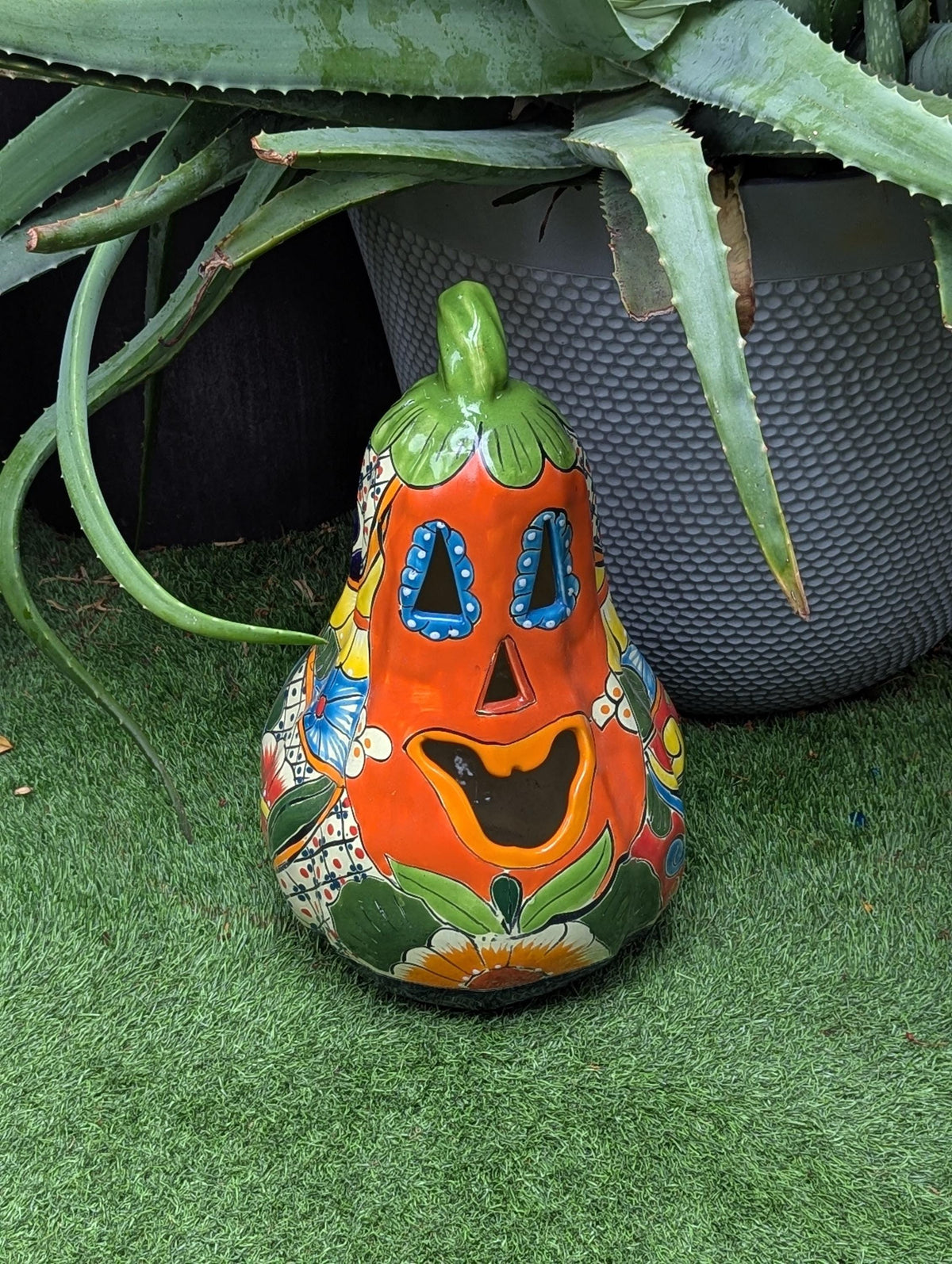 Halloween Pumpkin | Talavera Pottery is Jack-o-Lantern Home Decor and Mexican Art for Trick or Treat, Outdoor Patio Decor