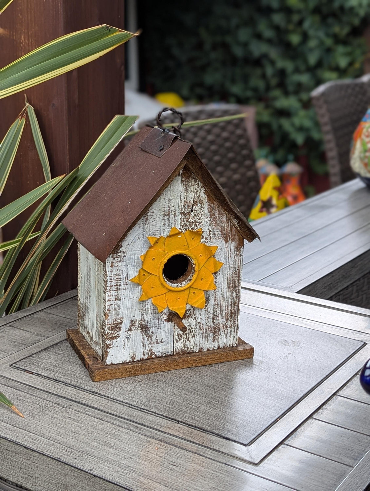 Wooden Birdhouse is Handmade Mexican Folk Art Garden Decor
