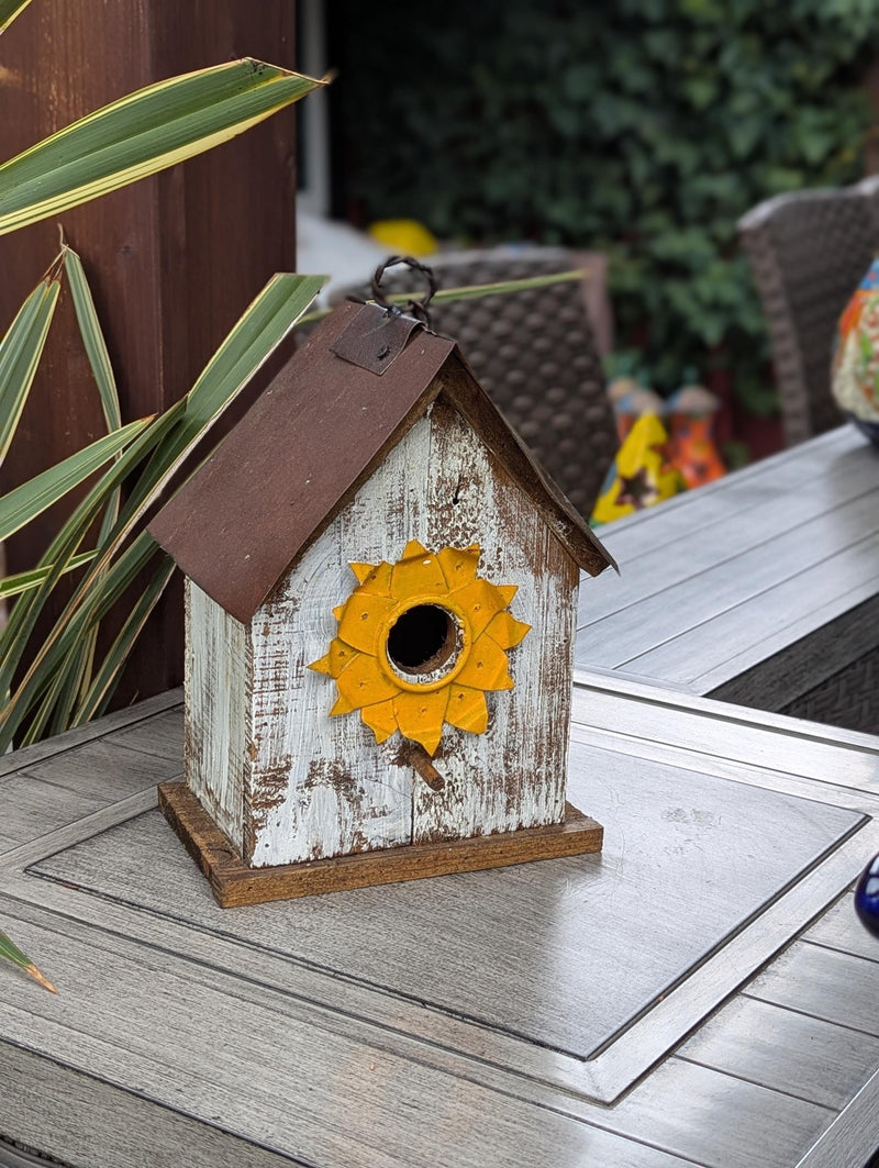 Wooden Birdhouse is Handmade Mexican Folk Art Garden Decor