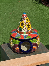 Halloween Pumpkin Decor | Handmade Mexican Talavera Yard Art & Home Decor, Large Autumn Jack-o-Lantern