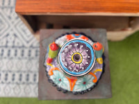 Ceramic Bird Feeder Talavera Pottery, Decorative Outdoor Hanging Feeder Station with Chain, Handmade Mexican Pottery Attract Wild Birds