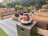 Ceramic Bird Feeder Talavera Pottery, Decorative Outdoor Hanging Feeder Station with Chain, Handmade Mexican Pottery Attract Wild Birds