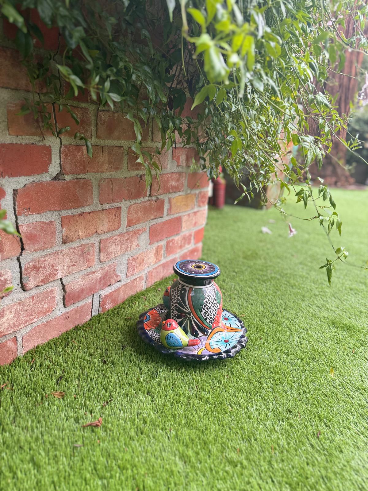 Ceramic Bird Feeder Talavera Pottery, Decorative Outdoor Hanging Feeder Station with Chain, Handmade Mexican Pottery Attract Wild Birds