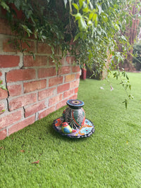 Ceramic Bird Feeder Talavera Pottery, Decorative Outdoor Hanging Feeder Station with Chain, Handmade Mexican Pottery Attract Wild Birds