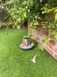 Ceramic Bird Feeder Talavera Pottery, Decorative Outdoor Hanging Feeder Station with Chain, Handmade Mexican Pottery Attract Wild Birds