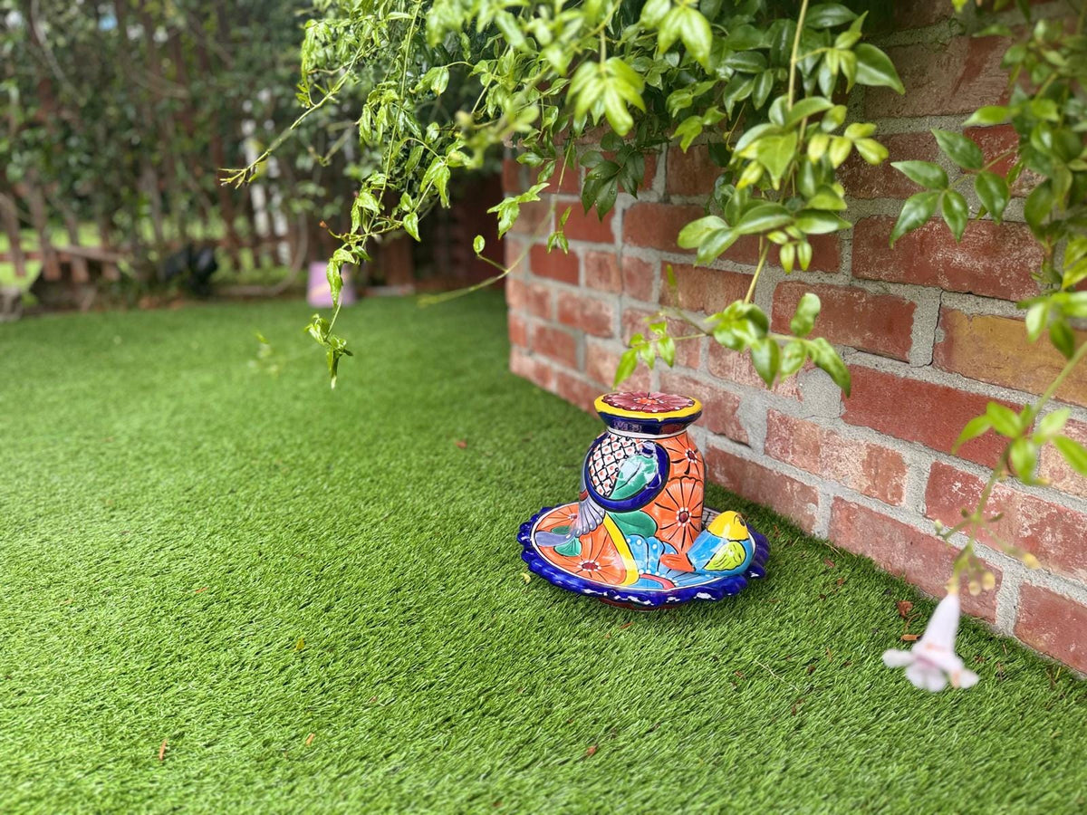 Ceramic Bird Feeder Talavera Pottery, Decorative Outdoor Hanging Feeder Station with Chain, Handmade Mexican Pottery Attract Wild Birds