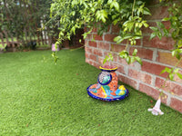 Ceramic Bird Feeder Talavera Pottery, Decorative Outdoor Hanging Feeder Station with Chain, Handmade Mexican Pottery Attract Wild Birds