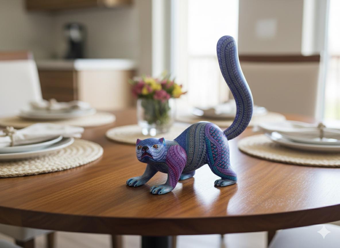 Coati Alebrije is Genuine Mexican Folk Art | Vibrant Handcraftsmanship on this Oaxacan Wood Carving is Superb, Collectible Home Decor