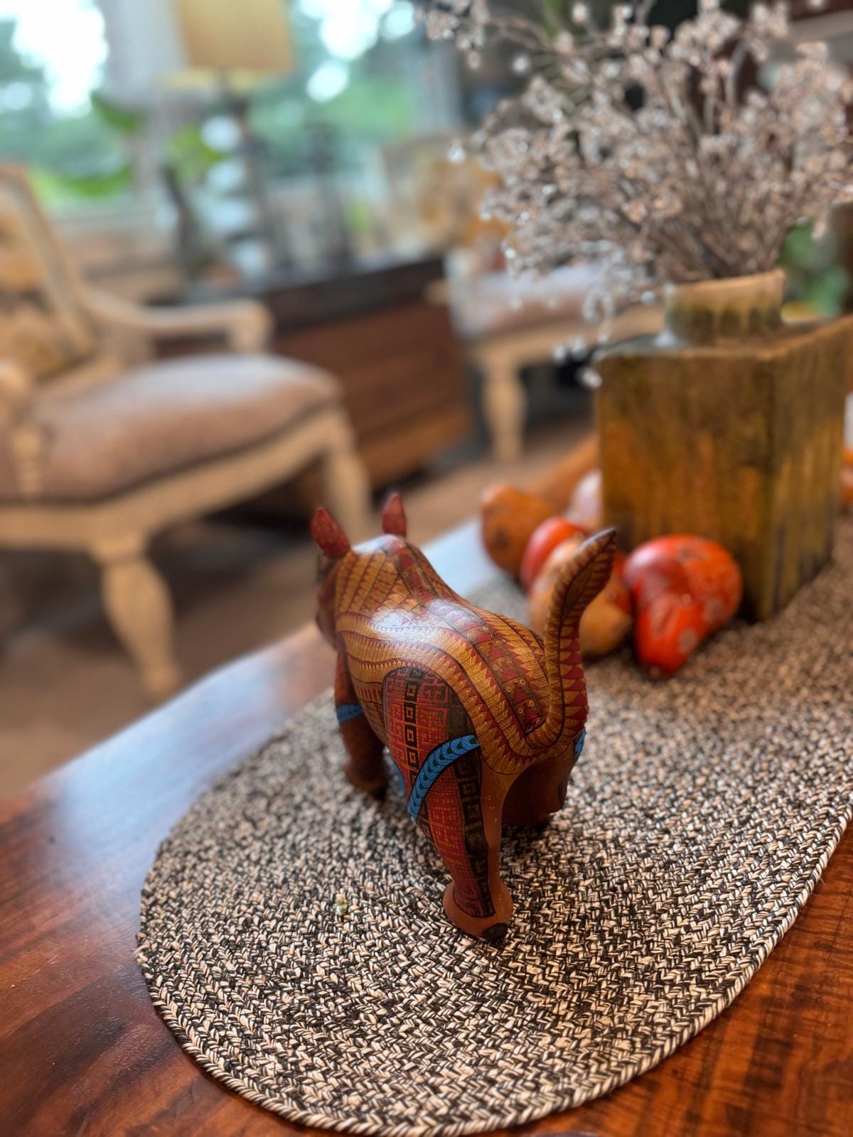 Rhino Alebrije is Genuine Mexican Folk Art | Vibrant Handcraftsmanship on this Oaxacan Wood Carving is Superb, Collectible Home Decor