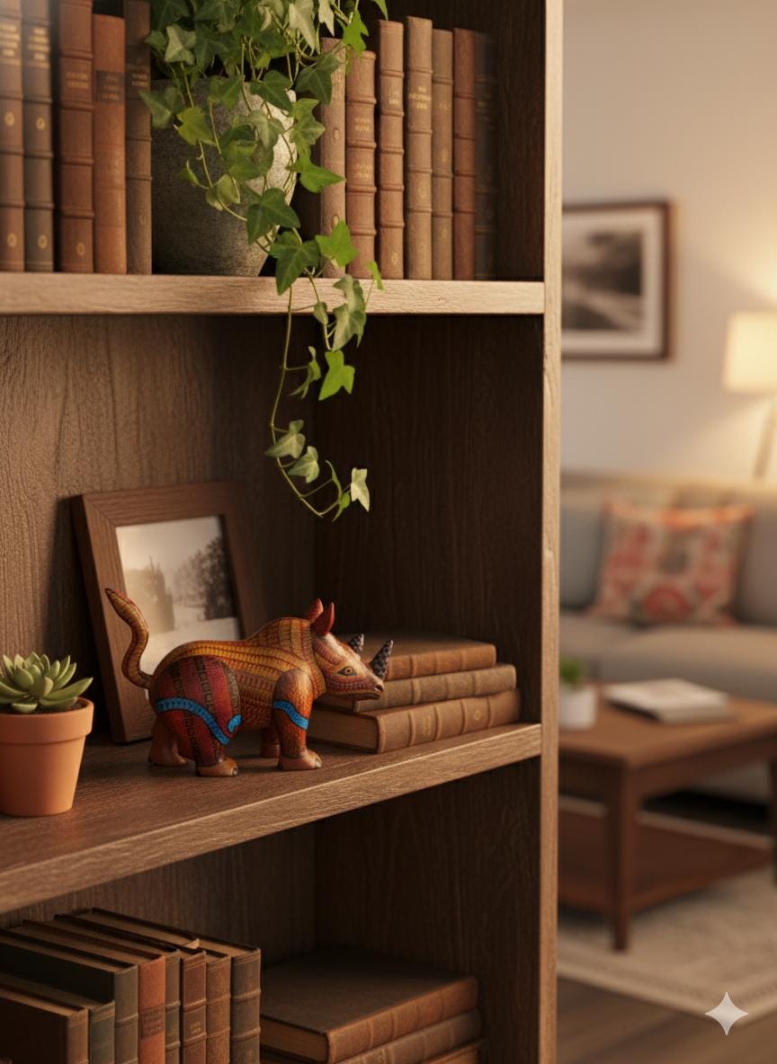 Rhino Alebrije is Genuine Mexican Folk Art | Vibrant Handcraftsmanship on this Oaxacan Wood Carving is Superb, Collectible Home Decor