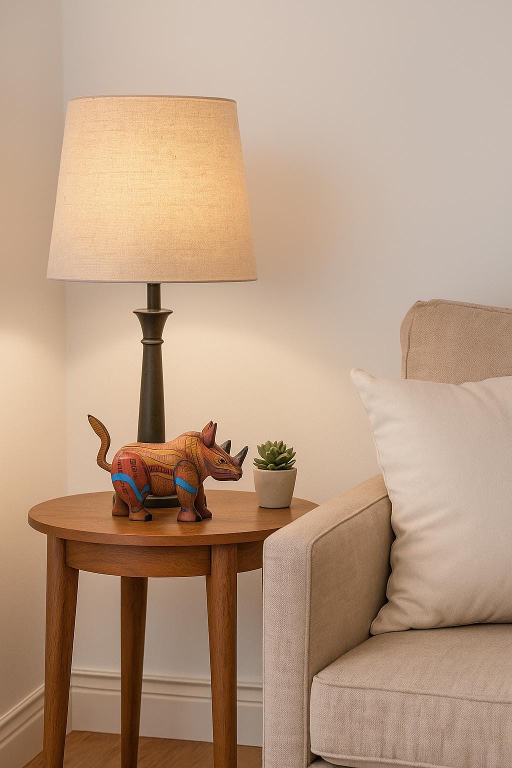 Rhino Alebrije is Genuine Mexican Folk Art | Vibrant Handcraftsmanship on this Oaxacan Wood Carving is Superb, Collectible Home Decor