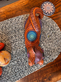 Cat Alebrije is Genuine Mexican Folk Art | Vibrant Handcraftsmanship on this Oaxacan Wood Carving is Superb, Collectible Home Decor