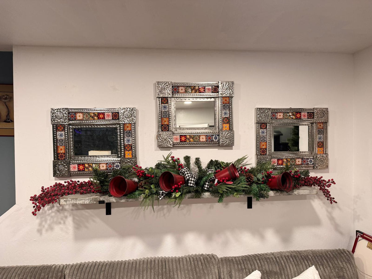 Talavera Tile & Punched Tin Mirror | Indoor Decor