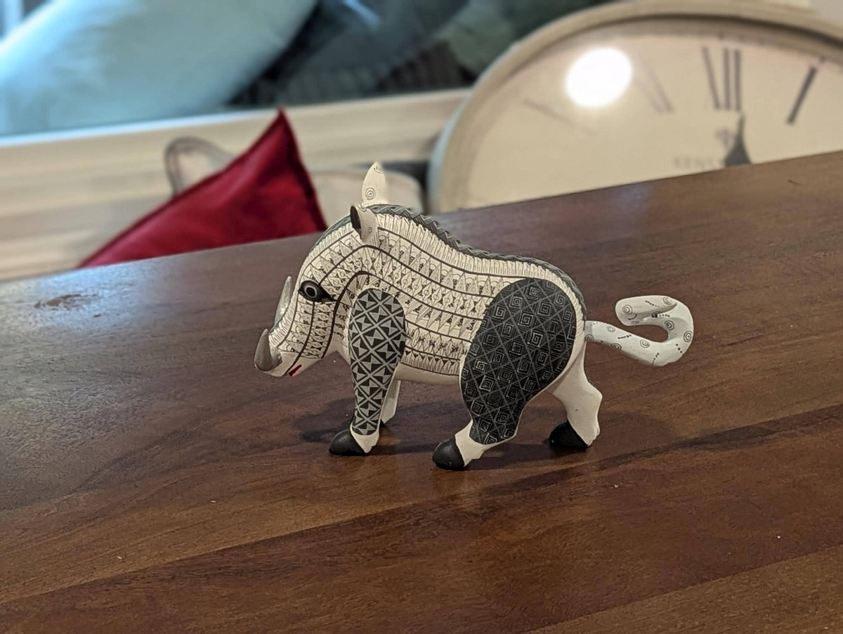 Warthog Alebrije is Genuine Mexican Folk Art | Vibrant Handcraftsmanship on this Oaxacan Wood Carving is Superb, Collectible Home Decor