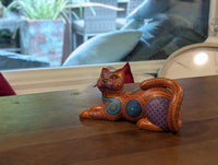 Cat Alebrije is Genuine Mexican Folk Art | Vibrant Handcraftsmanship on this Oaxacan Wood Carving is Superb, Collectible Home Decor