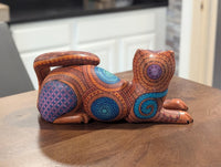 Cat Alebrije is Genuine Mexican Folk Art | Vibrant Handcraftsmanship on this Oaxacan Wood Carving is Superb, Collectible Home Decor