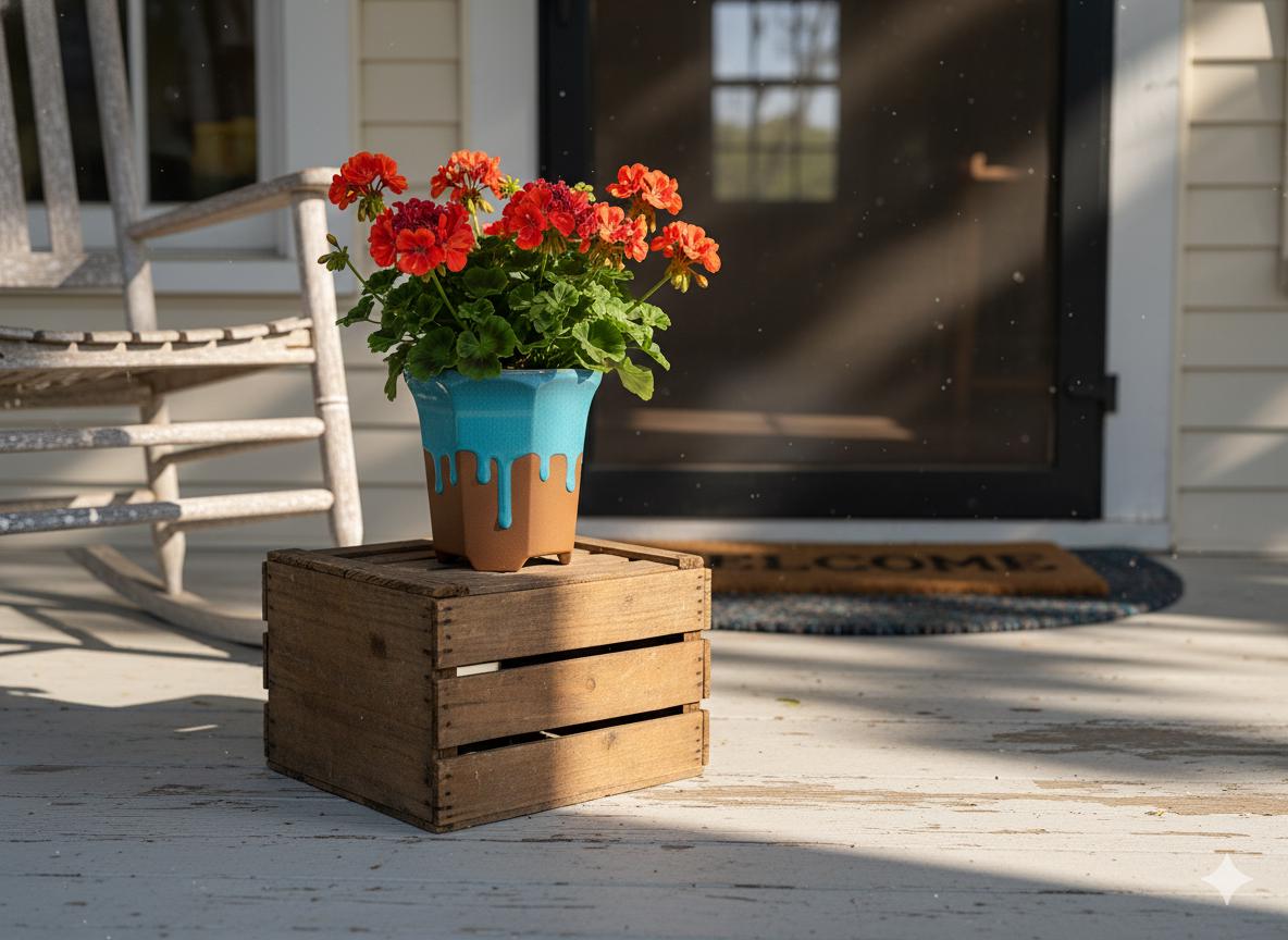 Glazed Flower Pot | Hexagonal Ceramic Planter Handmade in Mexico for Outdoor Garden Decor, or Indoor Home Decor