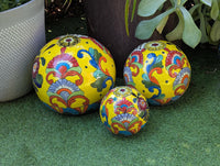 Talavera Garden Spheres: Handmade Mexican Yard Art Decor, Set of 3
