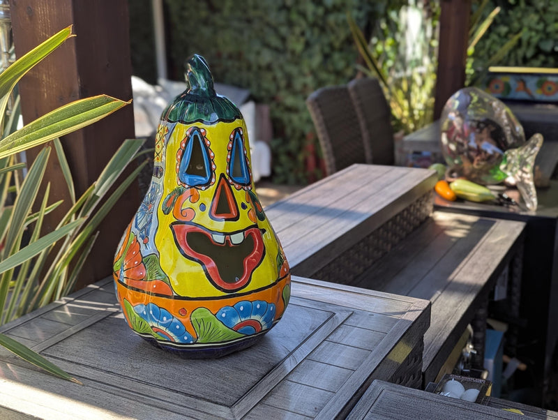 Halloween Pumpkin | Talavera Pottery is Jack-o-Lantern Home Decor and Mexican Art for Trick or Treat, Outdoor Patio Decor
